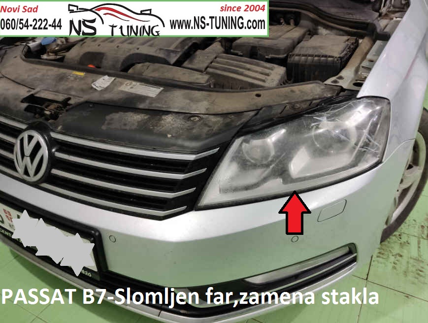 passat b7 zamena stakla fara slomljen far servis reparacija farova novi sad ns tuning